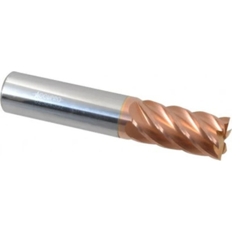 Accupro 3/4, 1-1/2 LOC, 3/4 Shank Diam, 4 OAL, 6 Flute, Solid Carbide Square End Mill Single End, TiCN Finish, Spiral...